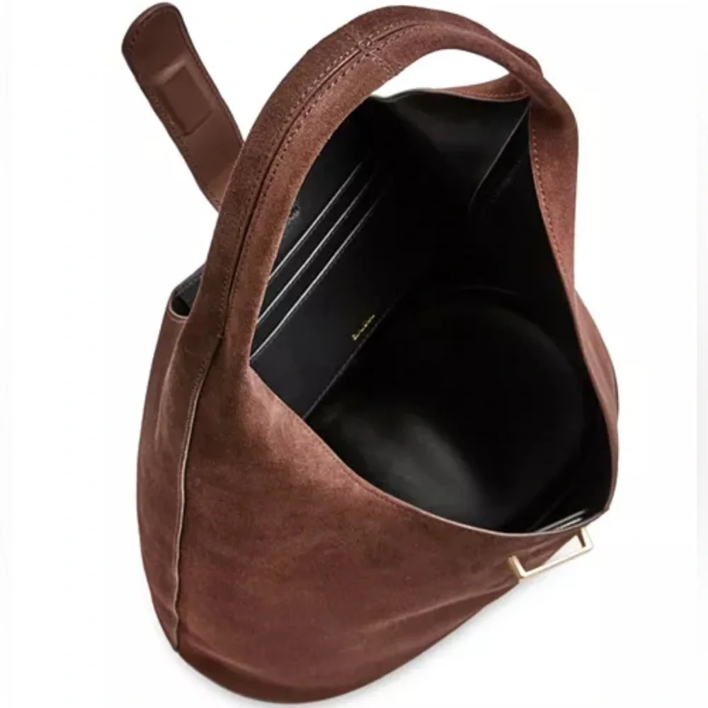 SIMKHAI Khai Suede Hobo Shoulder Bag in Cacao - Picture 4 of 17